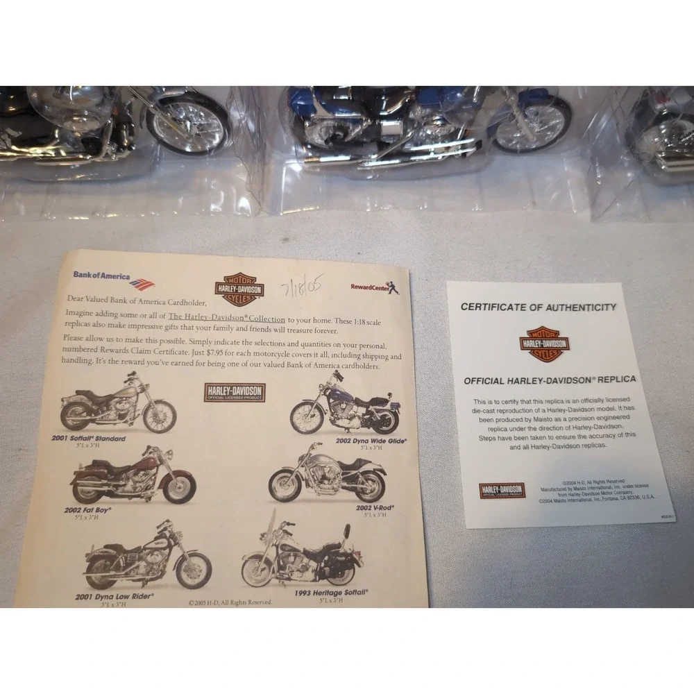 6x NIB 2005 1:18 Scale Harley-Davidson Motorcycle Collection Bank Of America